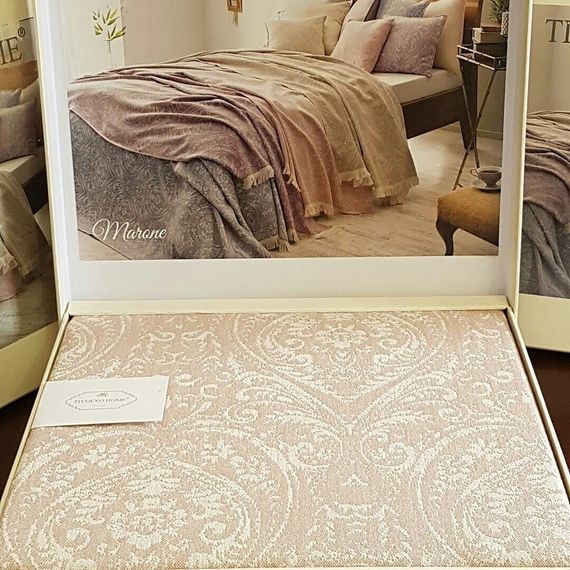 Покрывало пике  MARONE бежевый  (в коробке) TIVOLYO HOME Турция