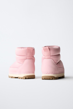 ZARA НЕЙЛОНОВЫЕ ЗИМНИЕ БОТИНКИ, РОЗОВЫЙ