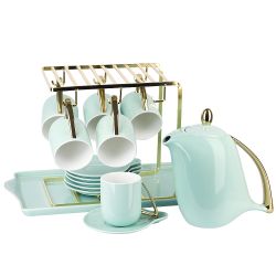 Чайный набор на металлической подставке с подносом 15пр. " . Mint" (6 персон) v=1300/240 мл