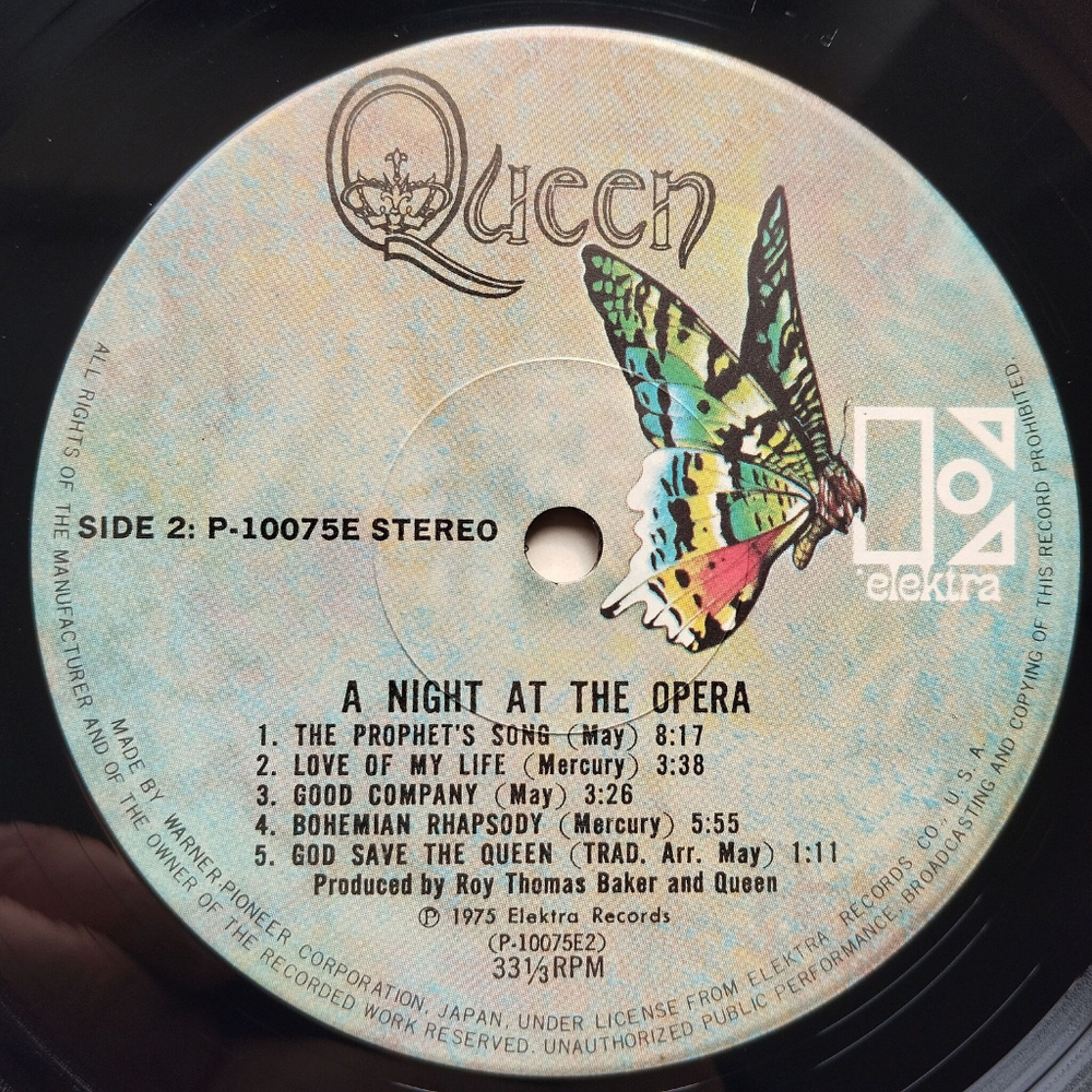 Винтажная виниловая пластинка LP Queen A Night At The Opera (Japan 1975) (No Obi) Bohemian Rhapsody
