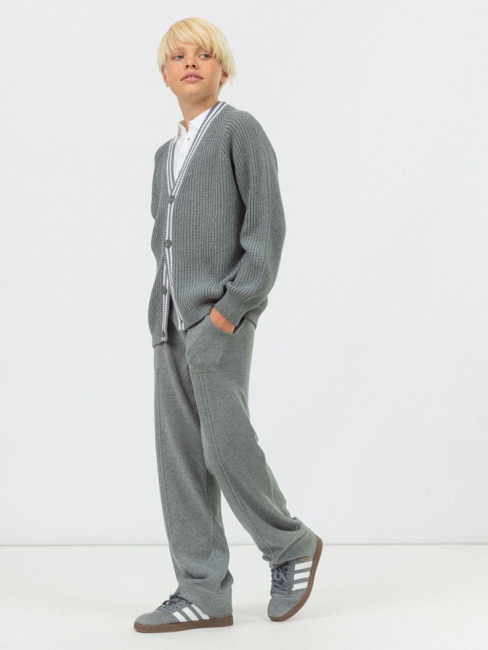 Кардиган для мальчика на пуговицах AT891-1M серый