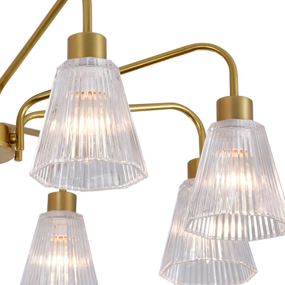 Люстра на штанге 8х40Вт Е14, металл/стекло, медь/прозрачный граненый