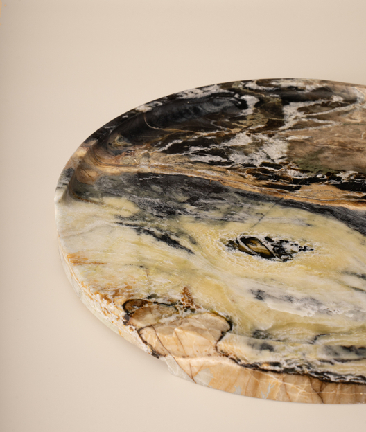 Поднос мраморный круглый Arabescato Grigio