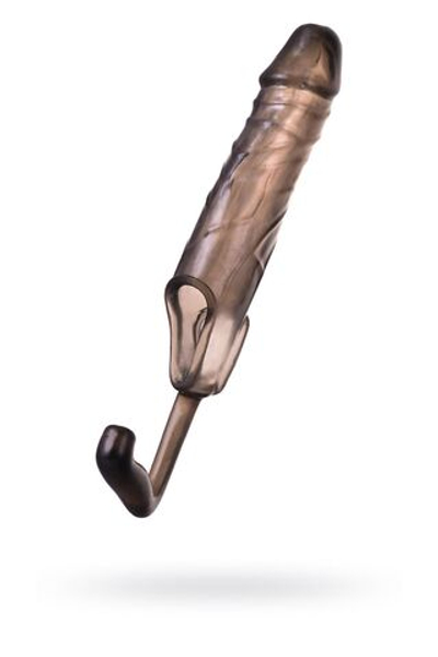 Насадка на пенис с дополнительной стимуляцией XLover by TOYFA, TPE, черный прозрачный, 15 см