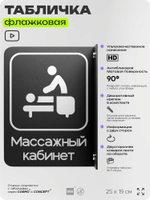 Табличка Массажный кабинет флажковая на стену, двусторонняя с крепежом, 19 х 25 см, для офиса, кафе, фитнес-клуба, серия COSMO, Айдентика Технолоджи