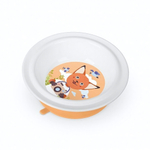 Тарелка детская глубокая на присосе с оранжевым декором (белый)