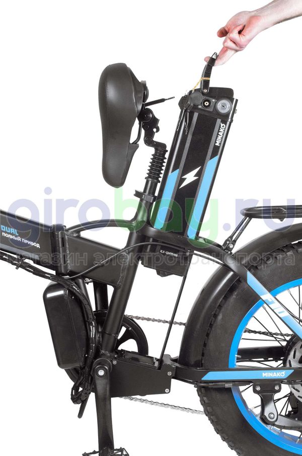 Электровелосипед Minako F10 Pro Dual 48V/20Ah (полный привод) 2025 года - Синий обод