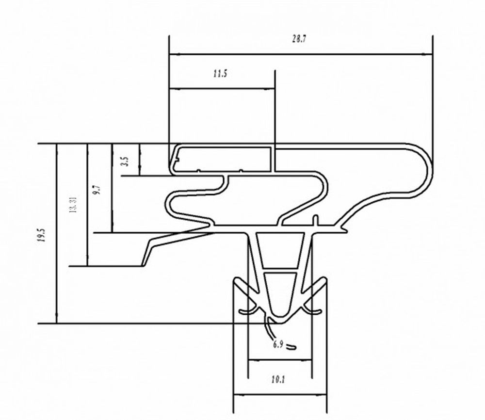 Уплотнитель для холодильника  LG GR-429 QTJA х.к 990*570 мм (003А АНАЛОГ)