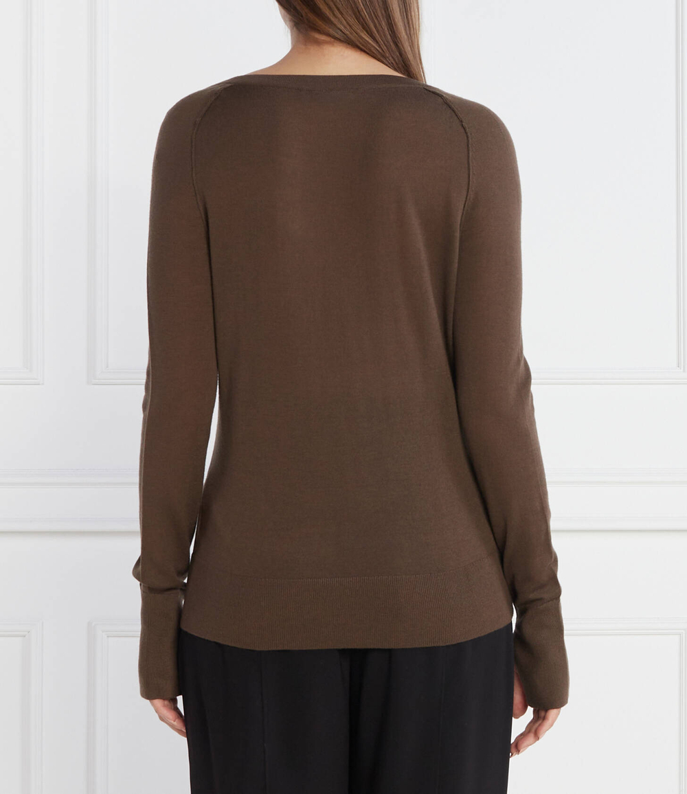 Хлопковый свитер extra fine v-nk Calvin Klein - коричневый(K20K205988)