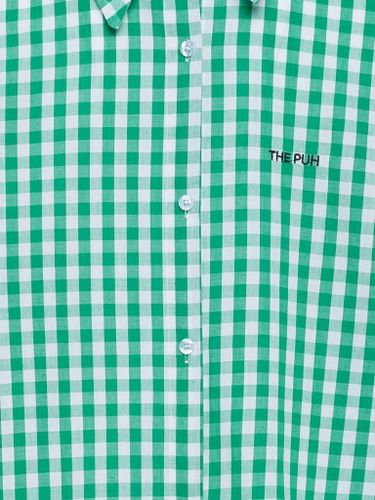 Зеленая хлопковая оверсайз рубашка в клетку