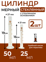 Набор стеклянных мерных цилиндров 25мл., 50мл.