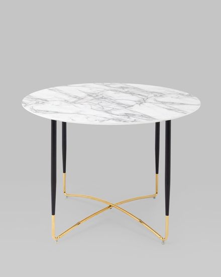 Стол обеденный Даймакс 110*110 белый мрамор