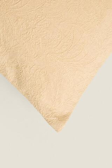 ZARA HOME ЖАККАРДОВЫЙ ЧЕХОЛ ДЛЯ ДЕКОРАТИВНОЙ ПОДУШКИ С ВЫШИВКОЙ, БЕЖЕВЫЙ