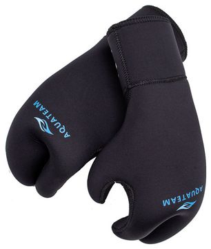 Рукавицы 3х-палые Aquateam Hunter Jako 5 мм ультраспан/открытая пора черные