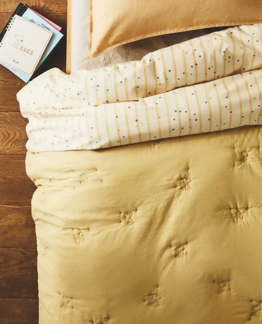 ZARA HOME ДЕТСКОЕ ОДЕЯЛО "CHILDREN'S PEANUTS™", ЛАЙМОВЫЙ