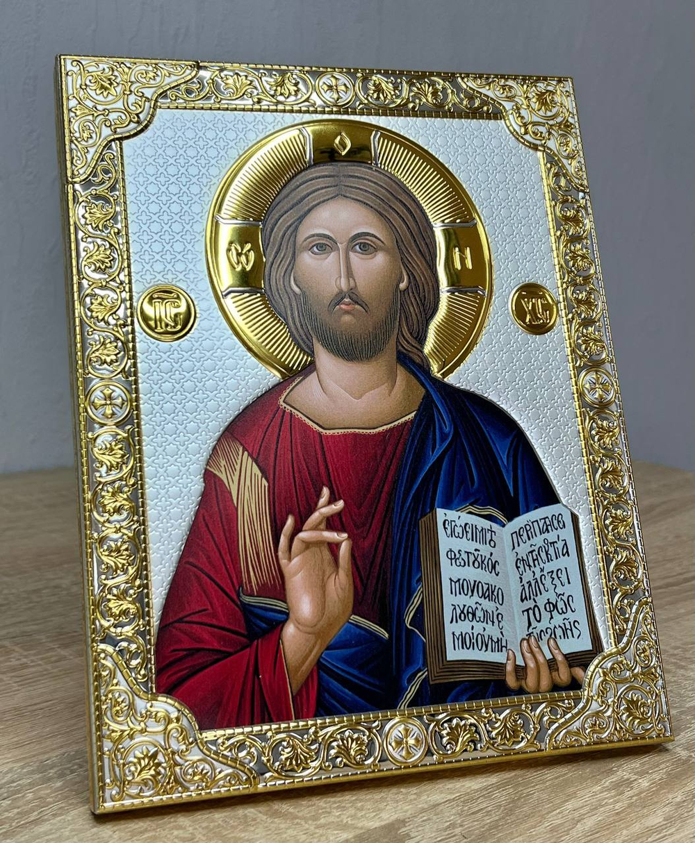 Спаситель, икона прямоугольная без рамки, античная 180х230