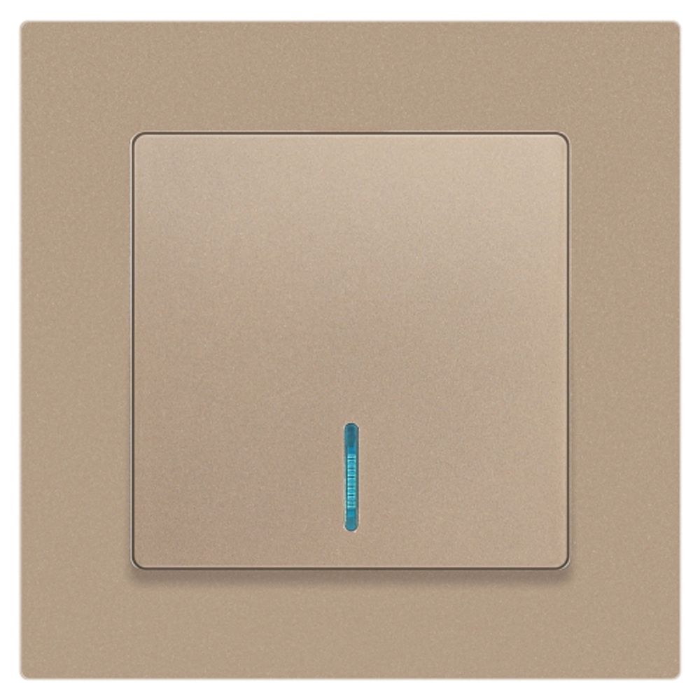 Выключатель Intro Accent 6-102-04 с подсветкой, 10А-250В, IP20, СУ, AL/CU, шампань | Intro