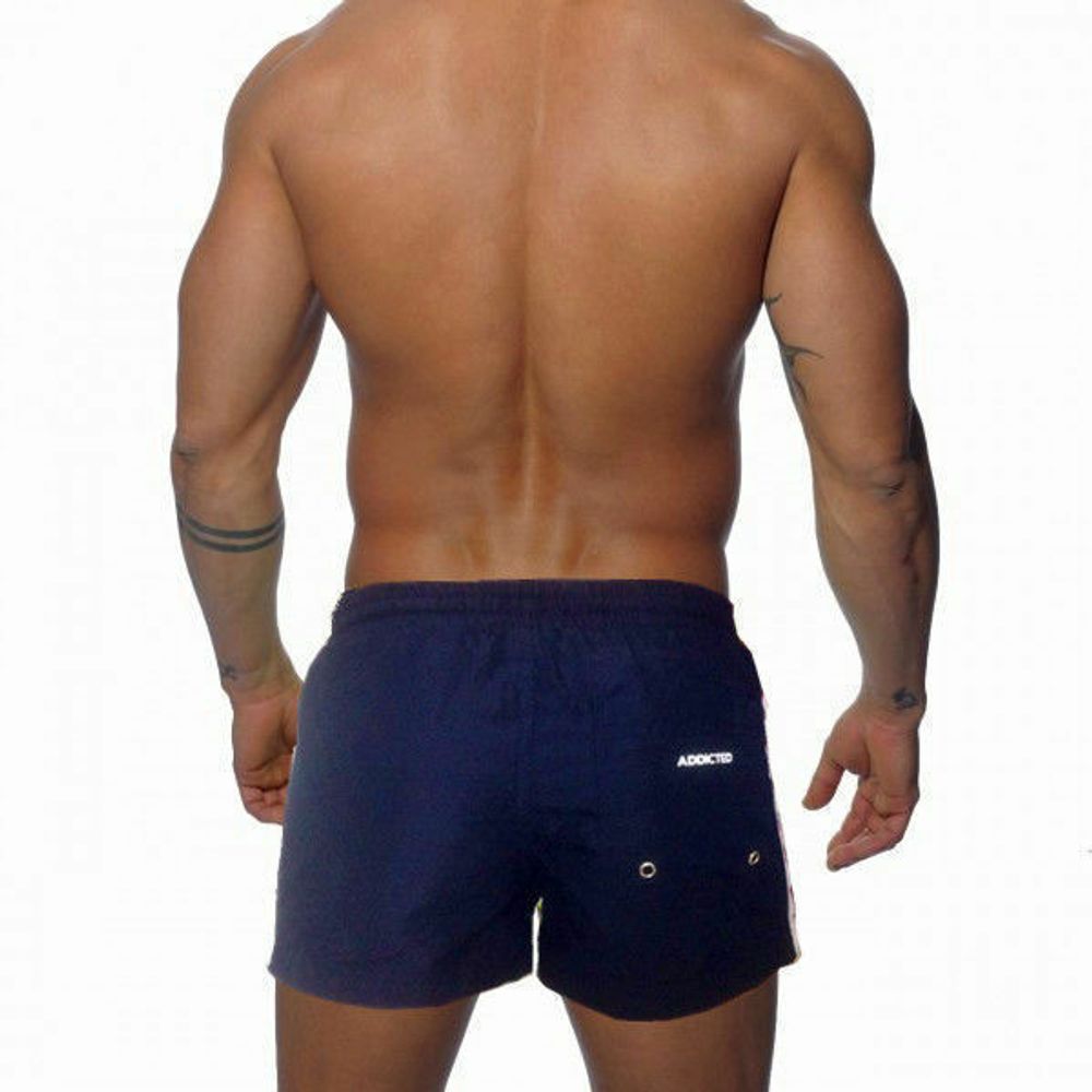 Мужские пляжные шорты синие Addicted Racing Stripe Swim Shorts Navy