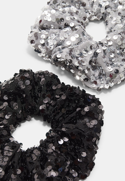STRADIVARIUS Набор из 2 резинок для волос с пайетками, серый