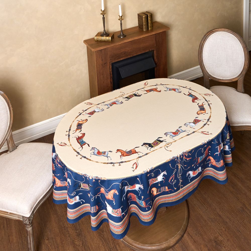 СКАТЕРТЬ ОВАЛЬНАЯ "PASSAGE"140Х180СМ ,БЕЖЕВЫЙ, 100% ХЛОПОК,ТВИЛ, ПРОПИТКА