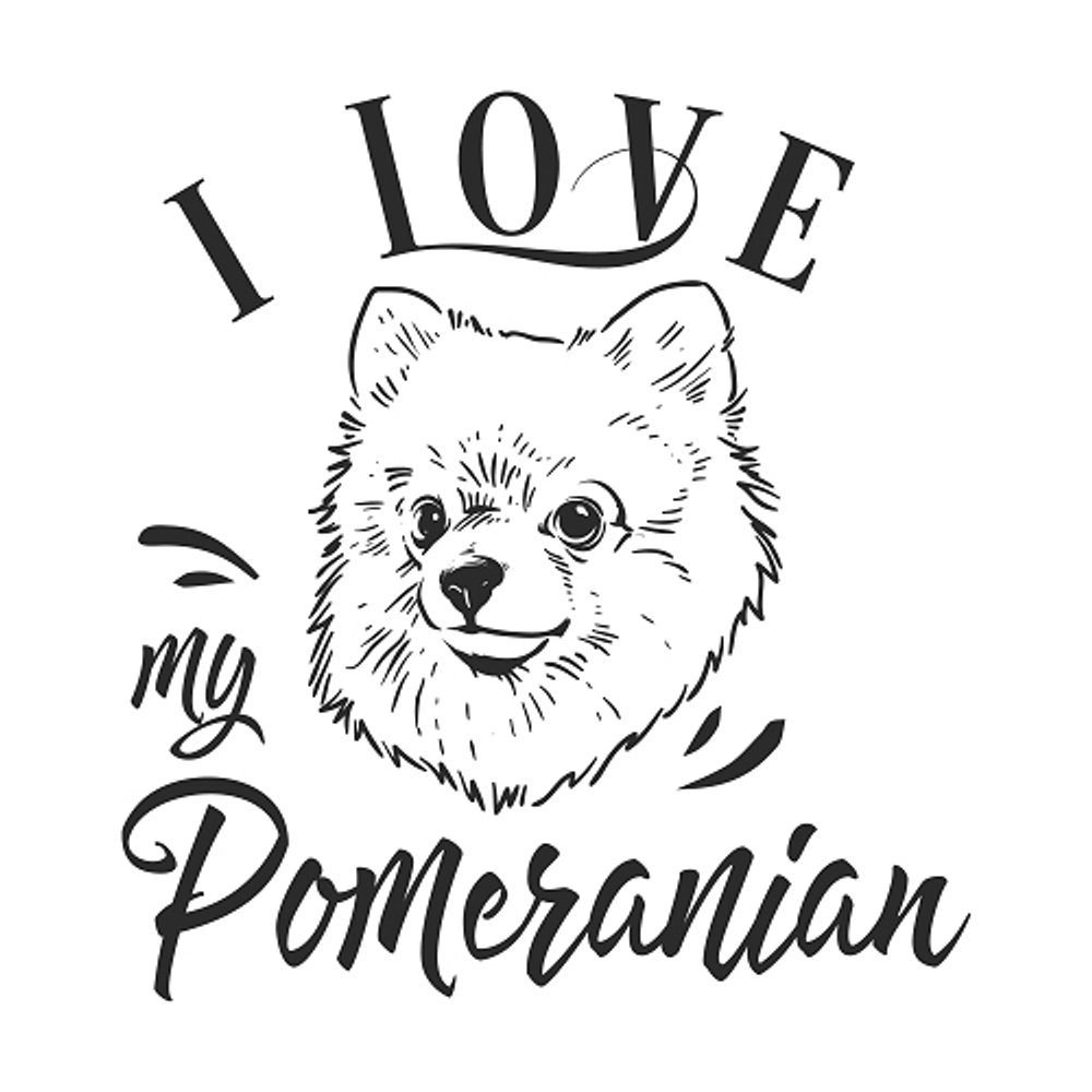 принт PewPewCat I love my pomeranian черный для белой