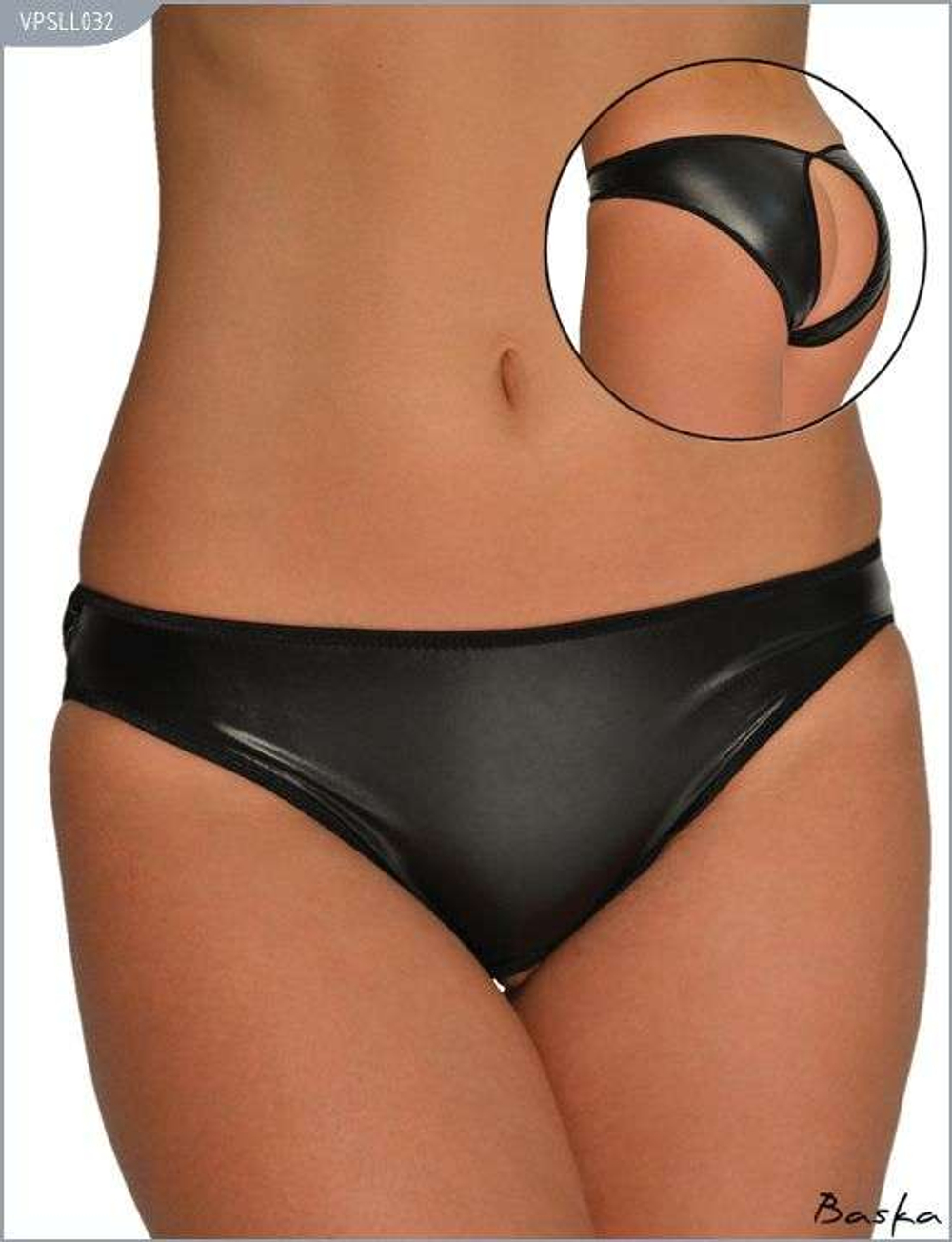 Контактные облегающие трусики-слипы из материала с wet-эффектом (Размер: XXL) (Цвет: черный)