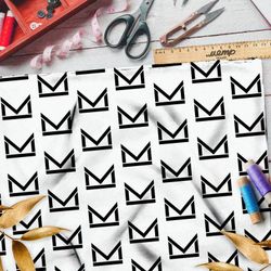 Ткань бязь стильный чёрный узор на бежевом фоне