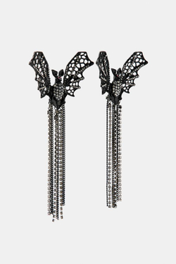 ZARA СЕРЬГИ «ЛЕТУЧИЕ МЫШИ» СО СТРАЗАМИ, ЧЕРНЫЙ