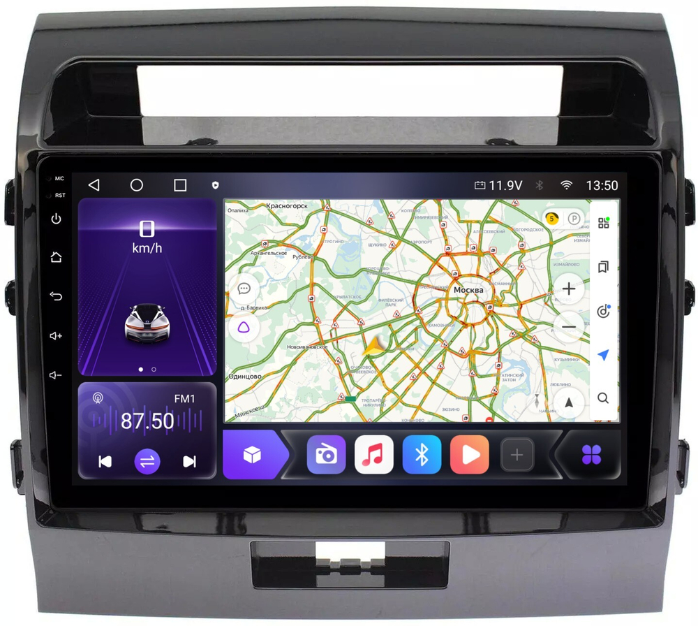 Магнитола для Toyota Land Cruiser 200 2007-2015 (экран климата внизу) - Carmedia OL-1620-1 IPS, Android 10, 8 ядер (TS18), 4G SIM-слот