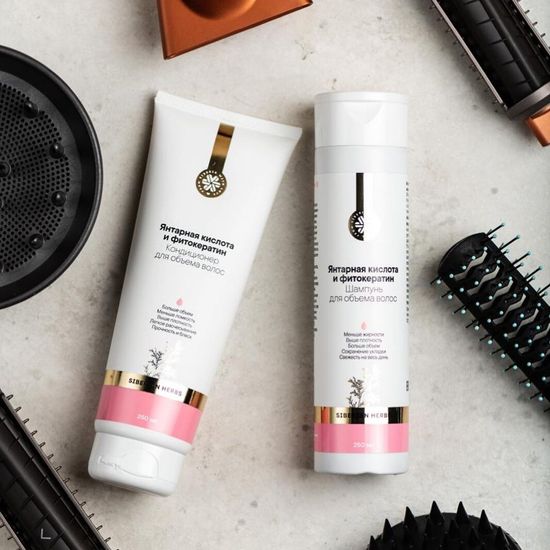 Шампунь для объема волос (янтарная кислота и фитокератин) Siberian Herbs
