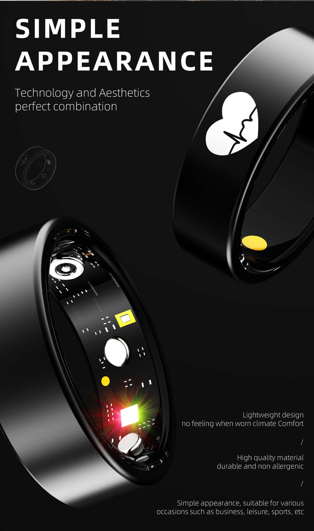 Умное кольцо с функцией Глюкометр XRide ECG Ring R30PRO