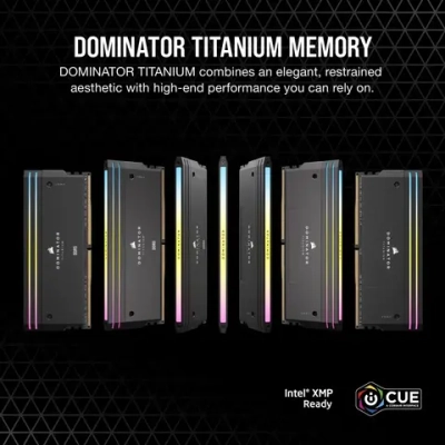 Оперативная память CORSAIR Dominator Titanium RGB, 32 Гб DDR5 (2x16 Гб), CL32, 6400 МГц, (CMP32GX5M2B6400C32)