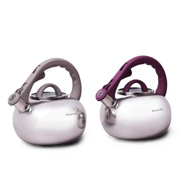 Чайник 2,8 л. из нержавеющей стали со свистком Kamille KM-0687A и стеклянной крышкой