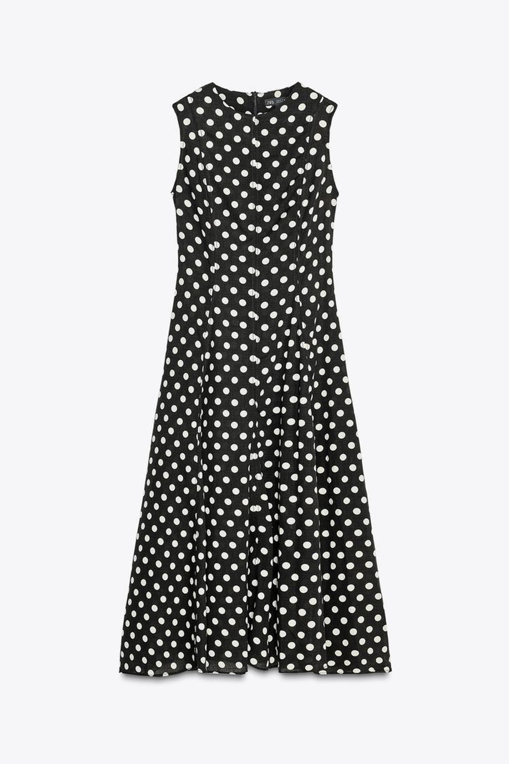 ZARA ПЛАТЬЕ МИДИ В ГОРОШЕК — ZW COLLECTION, ЧЕРНЫЙ/БЕЛЫЙ