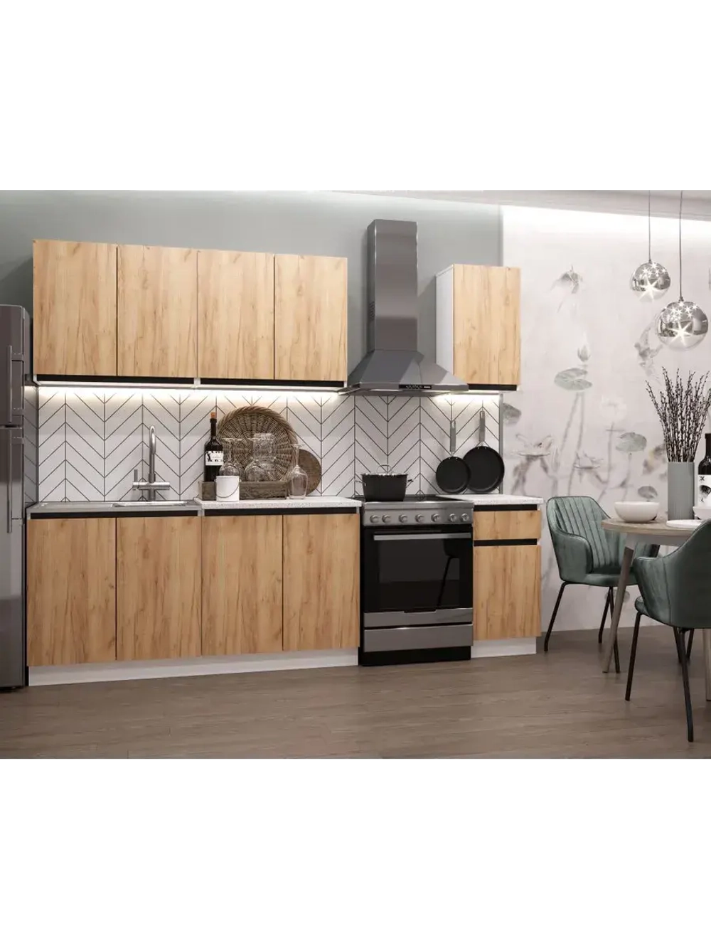 Кухонный гарнитур 200 модульный Дуб крафт