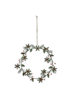 Венок декоративный "Падуб" 25,5x24см + 12см подвес