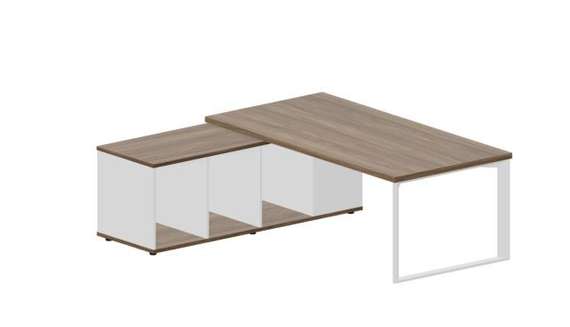 Стол Fortum на опорной сервисной тумбе (левый) 200(+0/15/30)х180х74см