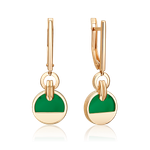 Серьги с английским замком из красного золота с агатом