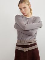 БАЗОВЫЙ РЕМЕНЬ С ТРЕУГОЛЬНОЙ ПРЯЖКОЙ ЗАМША СЕРЫЙ