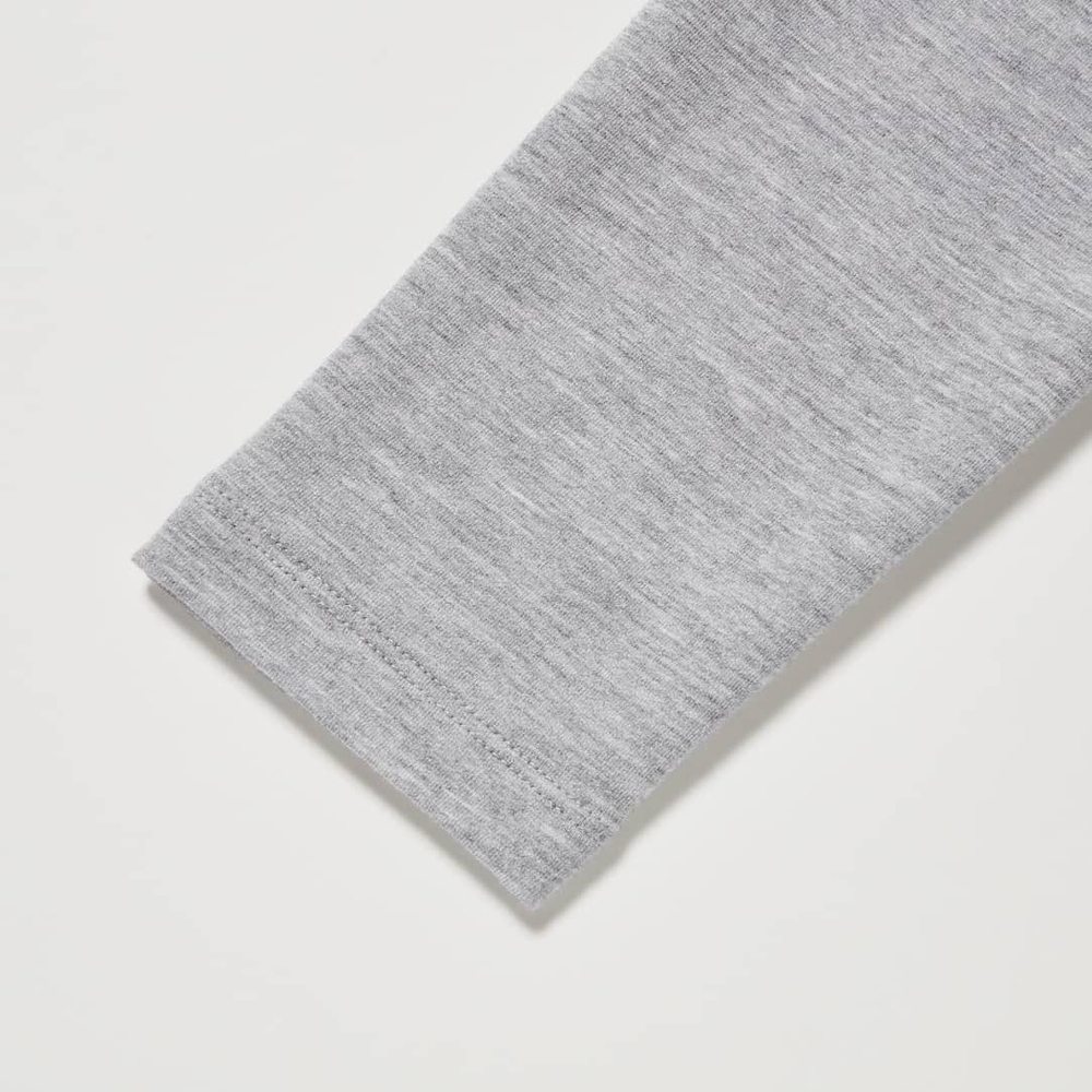 UNIQLO ТОП С КРУГЛЫМ ВЫРЕЗОМ И ДЛИННЫМИ РУКАВАМИ, СЕРЫЙ