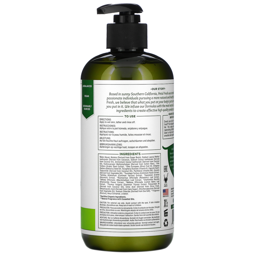 Petal Fresh, увлажняющий гель для ванны и душа, с маслом виноградных косточек и оливковым маслом, 475 мл (16 жидк. унций)