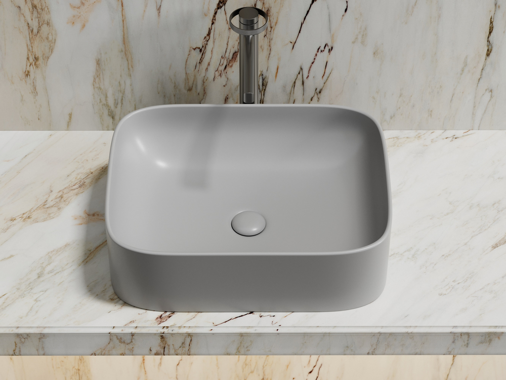 Умывальник чаша накладная прямоугольная (цвет Серый Матовый) Element 505x380x150мм