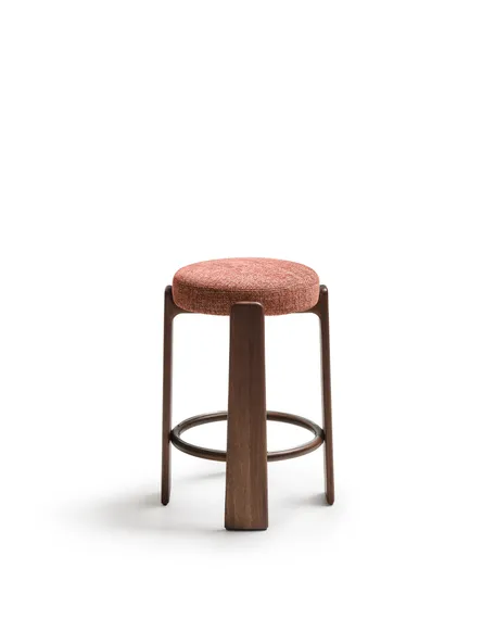 Granite Барный табурет из терракотового шенилла и массива ясеня в отделке орех 75 см