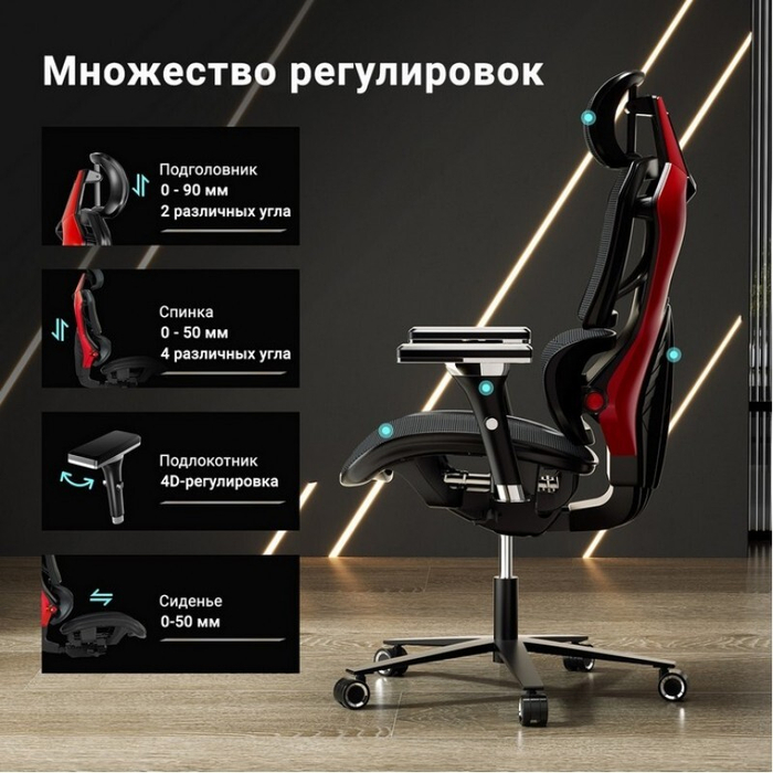 Компьютерное кресло (для геймеров) Eureka TYPHON, красный (ERK-GC05-R)