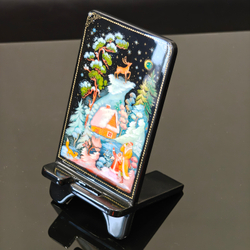 Сувенирная подставка для телефона с росписью Палех "Серебряное копытце"