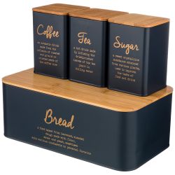 НАБОР ХЛЕБНИЦА 2 в 1 AGNESS "NAVY STYLE" 6 Л 34*18*12,5 СМ, БАНКА ДЛЯ СЫПУЧИХ 1,1 Л 10*10*14 СМ 3 ШТ