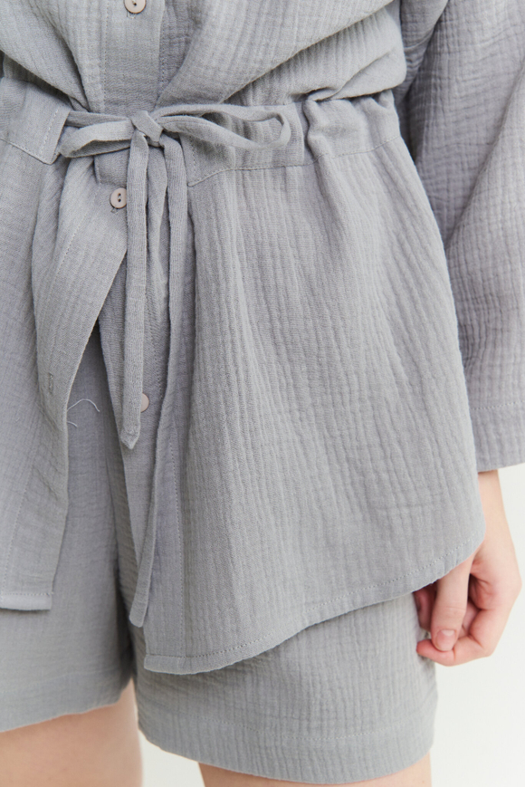 Муслиновая рубашка с кулиской серебро