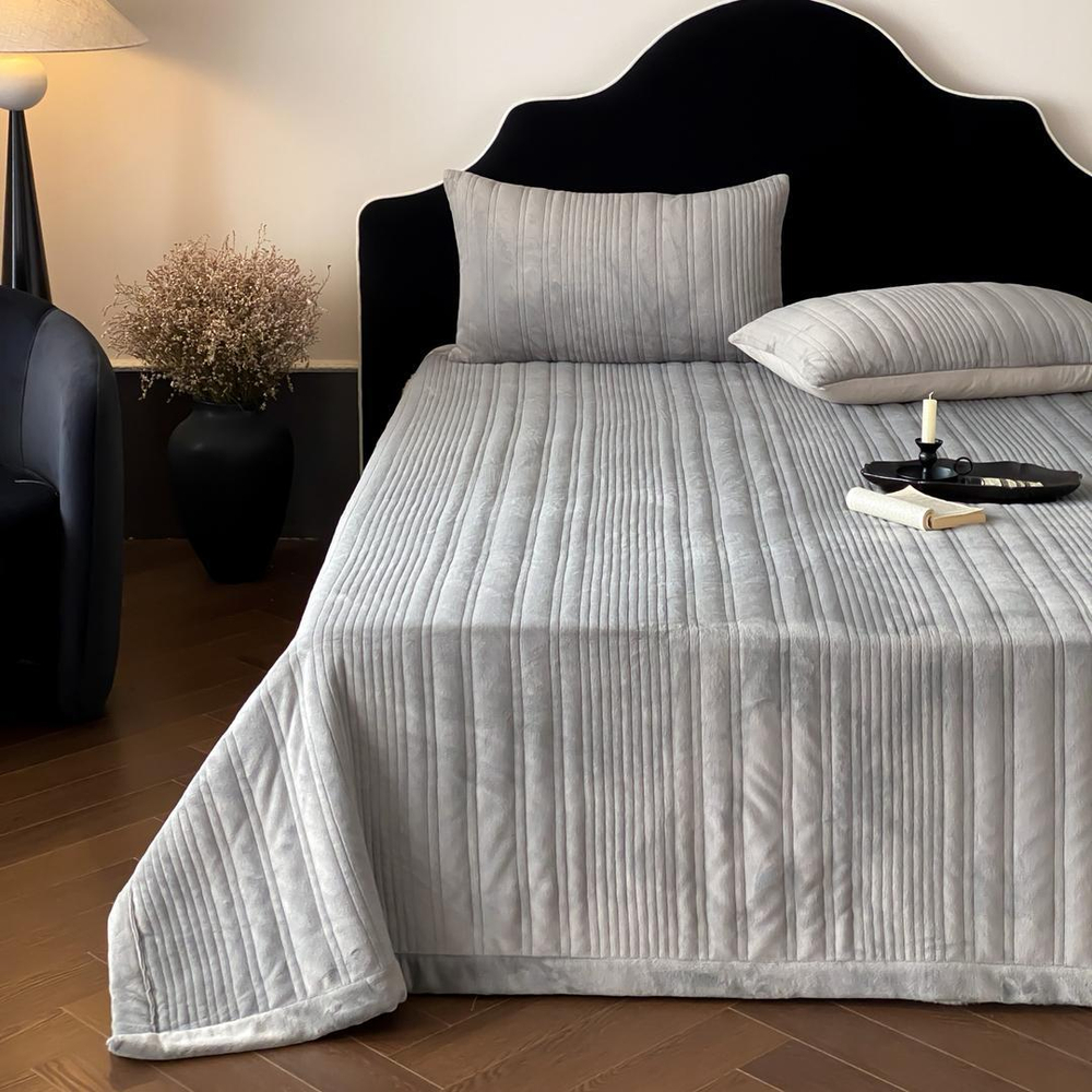 Покрывало Велюр 230х245 Серый