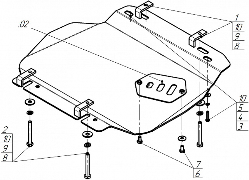 Защита картера двигателя. 3 мм, Сталь. для Chrysler 300 C 2004-2007, Motodor.10301