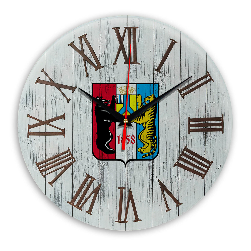 Печать под стеклом Деревянные настенные часы Хабаровск 07